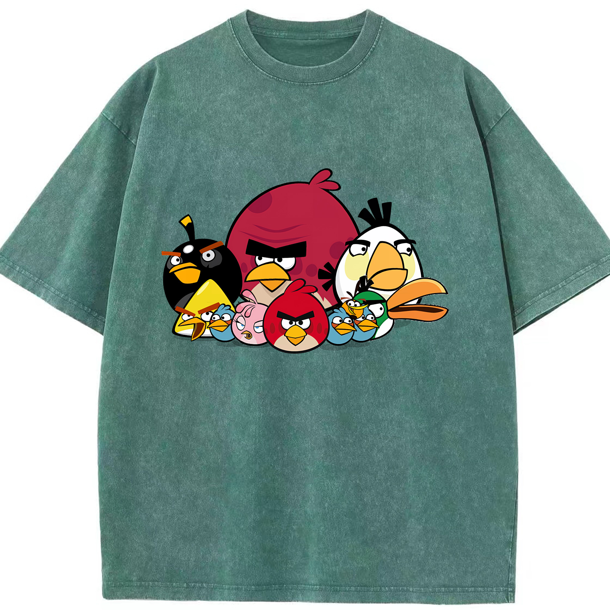 （画像用） Angry Birds アングリーバード 綿100% ヴィンテージ風 半袖Tシャツ（フロントプリント）